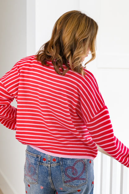 Striped Long Sleeve Button Down Cardigan Sweater