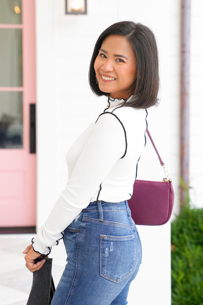 Ribbed Long Sleeve Mock Neck Top