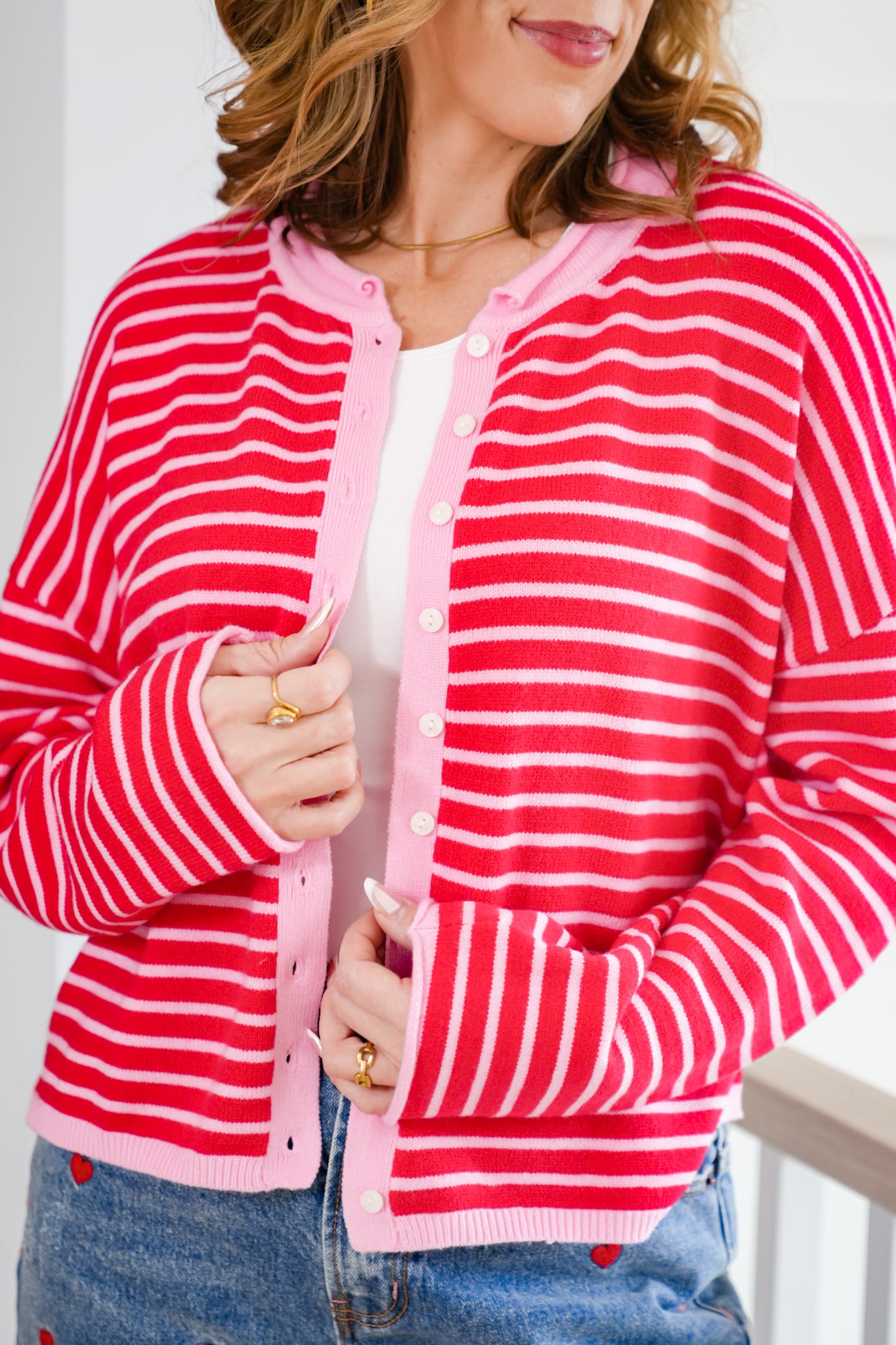 Striped Long Sleeve Button Down Cardigan Sweater
