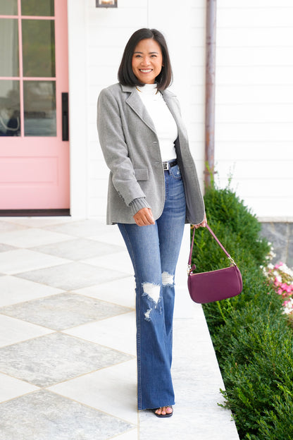 Grey Long Sleeve Layered Blazer