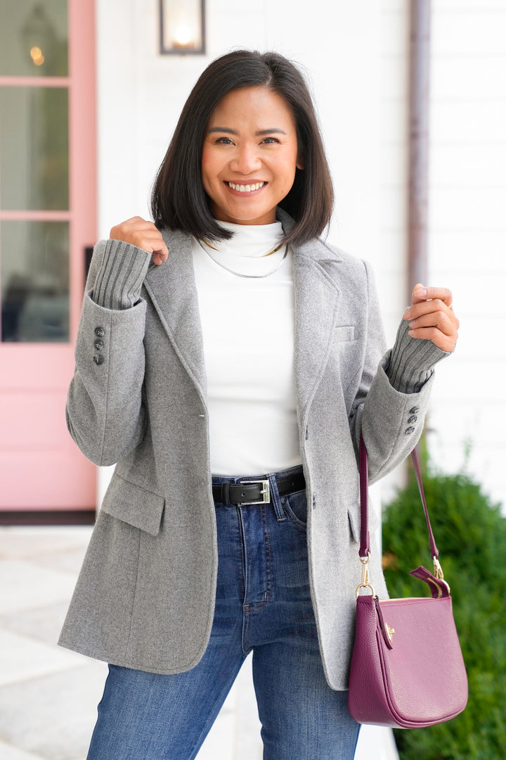 Grey Long Sleeve Layered Blazer