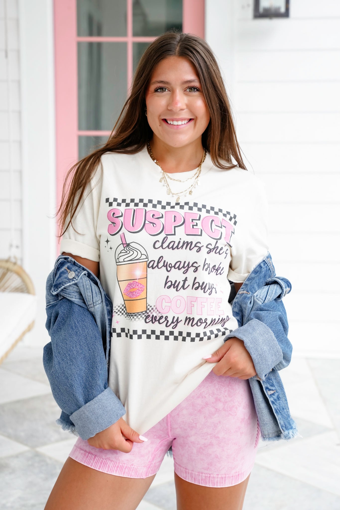 Plus/Reg Short Sleeve "Suspect Claims She's Always Broke" Graphic Tee