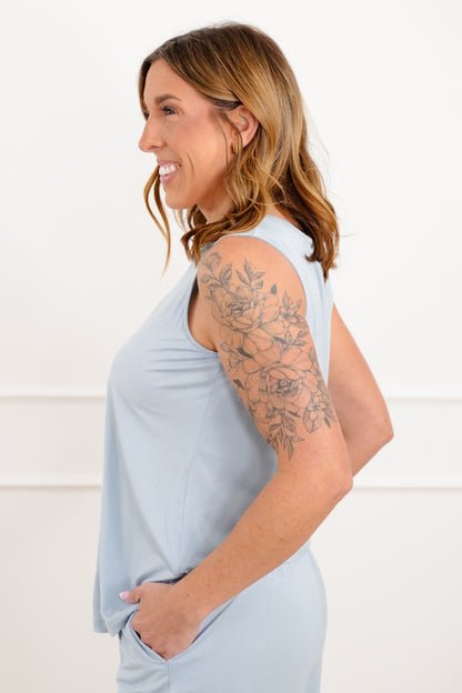 Light Blue Solid Modal Tank