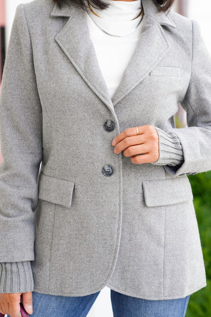Grey Long Sleeve Layered Blazer