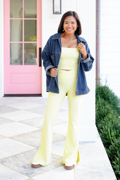 Ribbed V Waist Flared Leggings