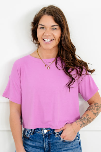 Door Buster! Zenana Ribbed Round Neck Crop Box Tee