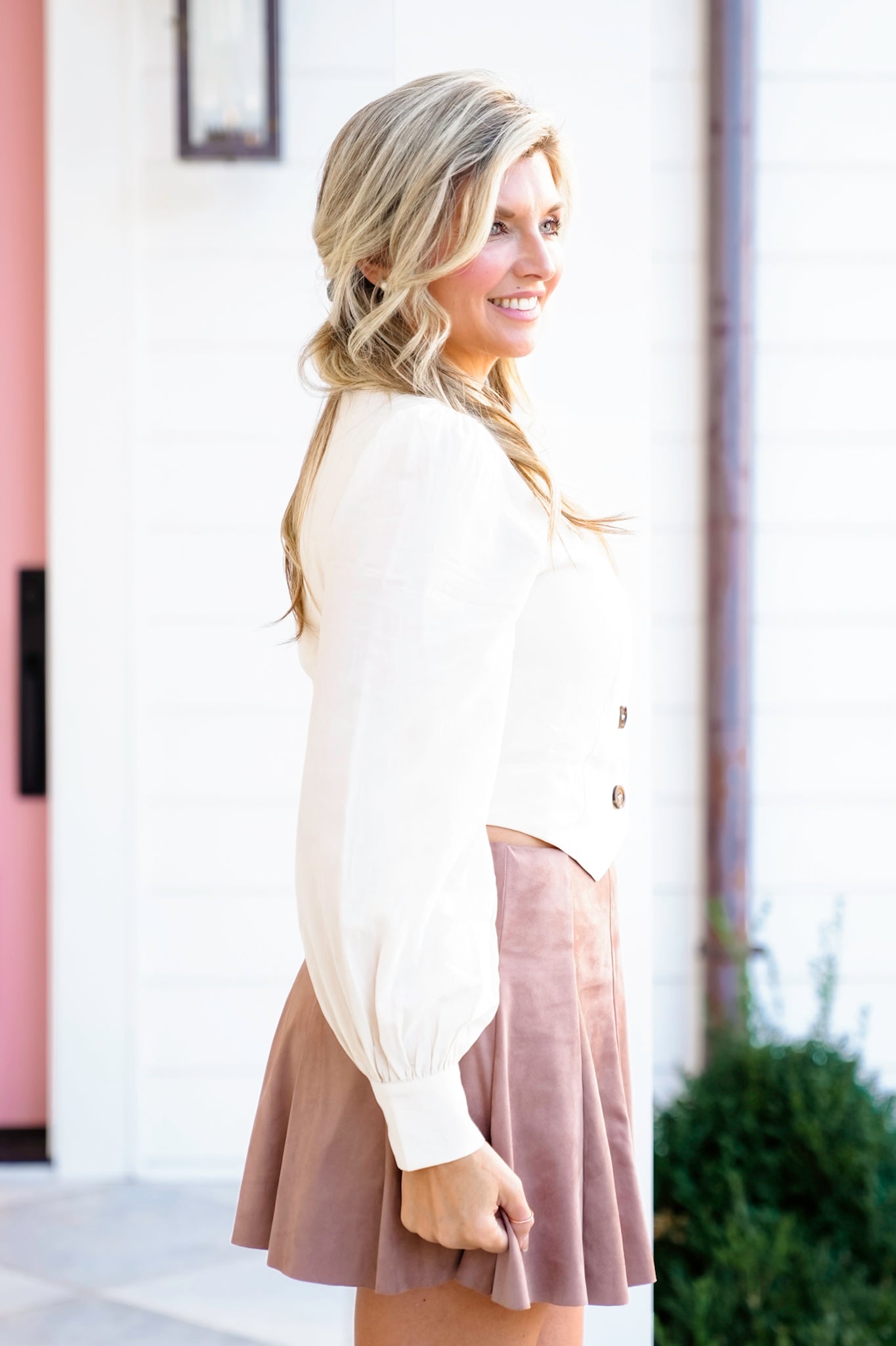 Long Sleeve Button Down Crop Top