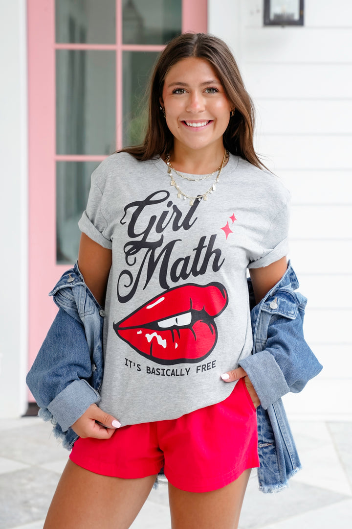 Plus/Reg Short Sleeve "Girl Math It's Basically Free" Graphic Tee