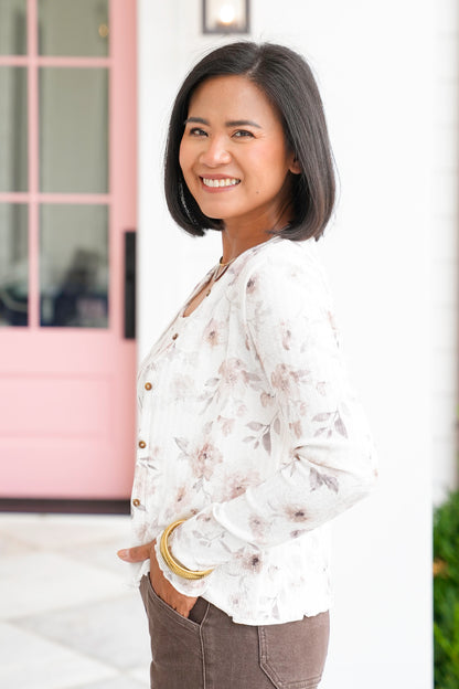 Floral Long Sleeve Cardigan and Tank Top Set