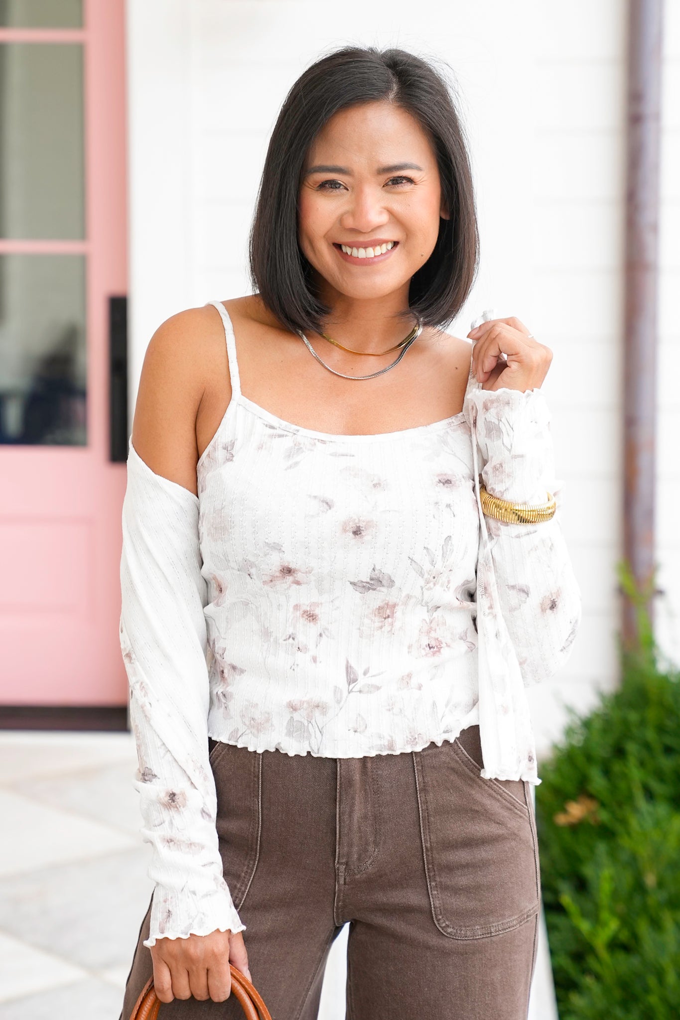 Floral Long Sleeve Cardigan and Tank Top Set