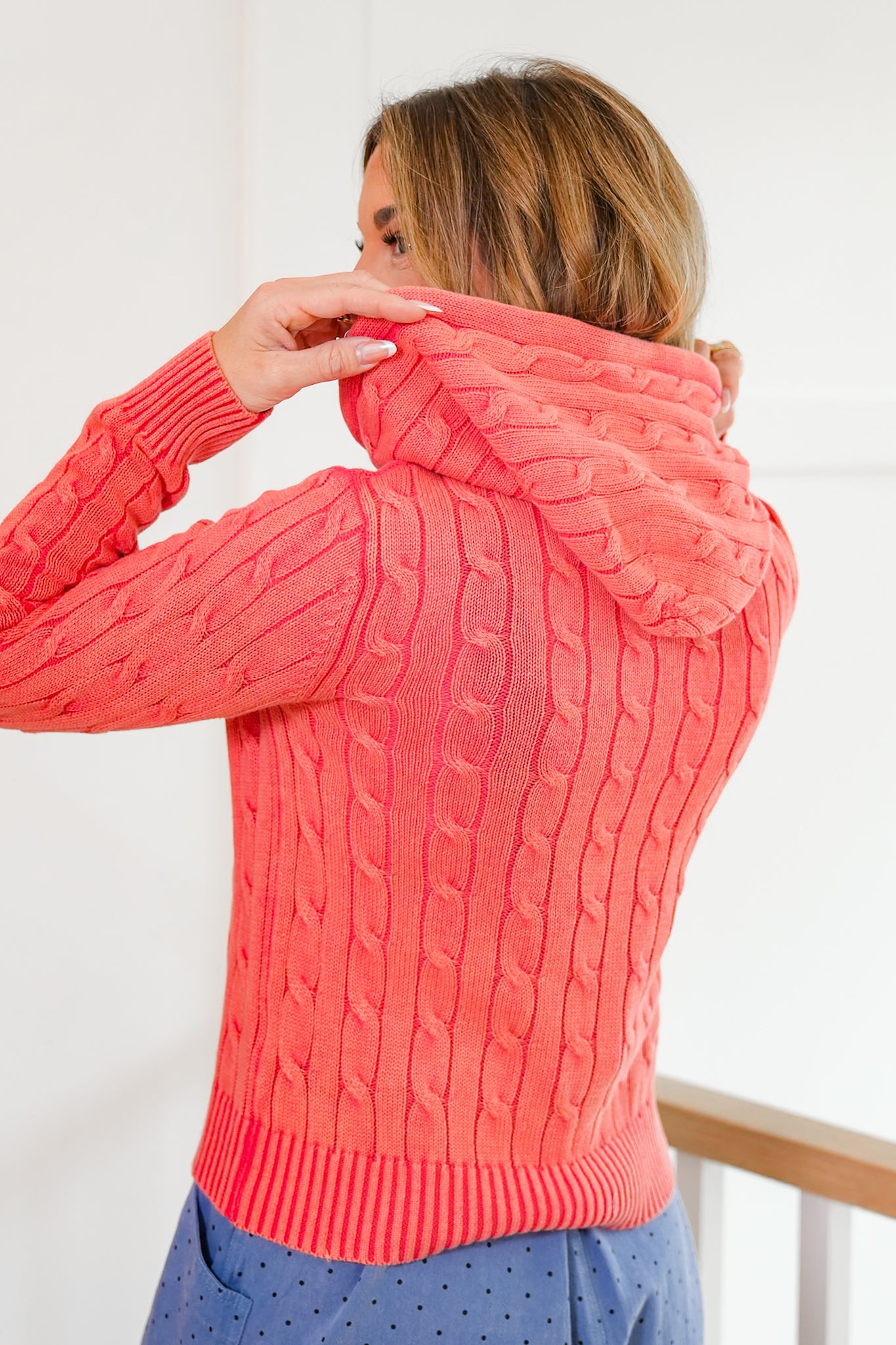 POL Knit Long Sleeve Zip Up Hoodie Sweater