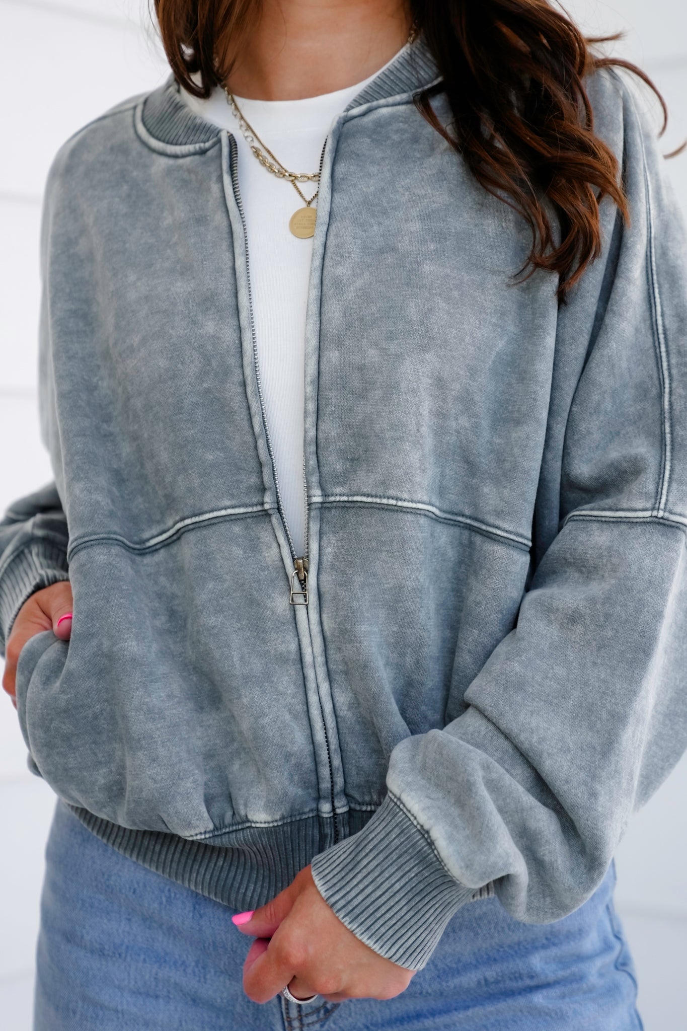 Door Buster! Zenana Acid Washed Fleece Jacket