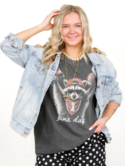 Plus/Reg Short Sleeve GAME DAY Racoon Football Graphic Tee