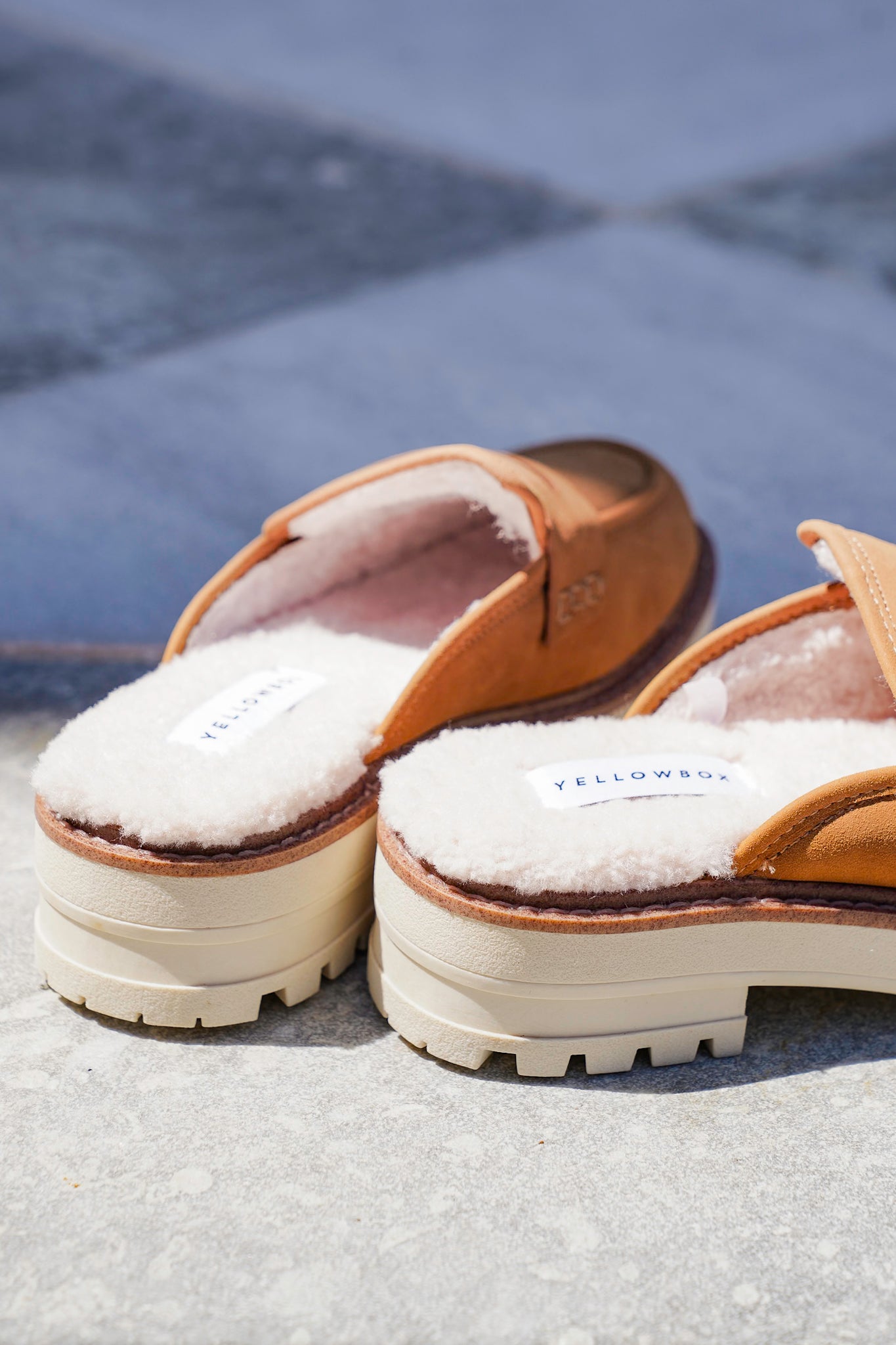 Yellow Box Vegan Leather Loafer Mules with Vegan Fur Lining