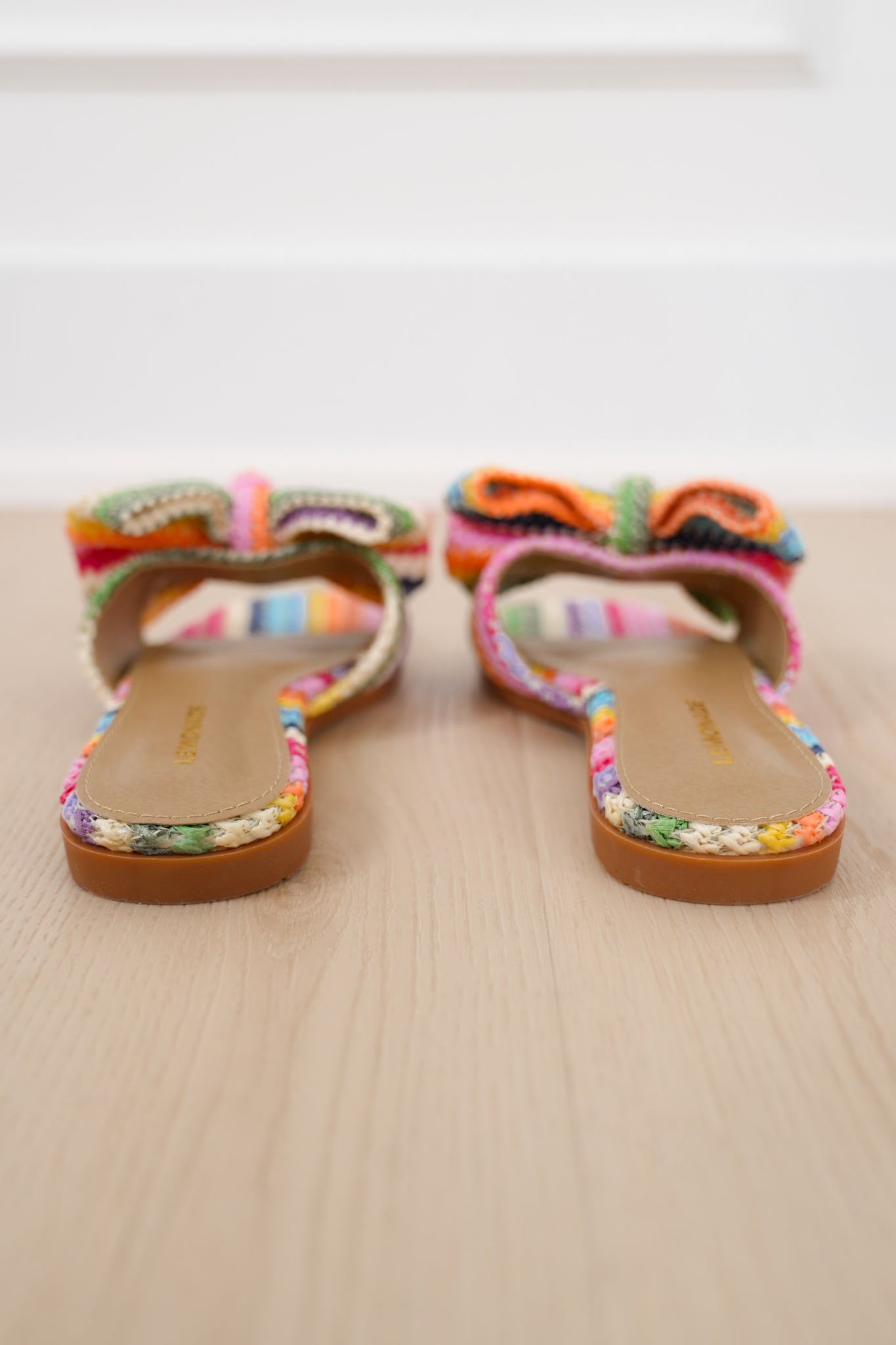 Crochet Bow Detail Multicolored Flat Slide