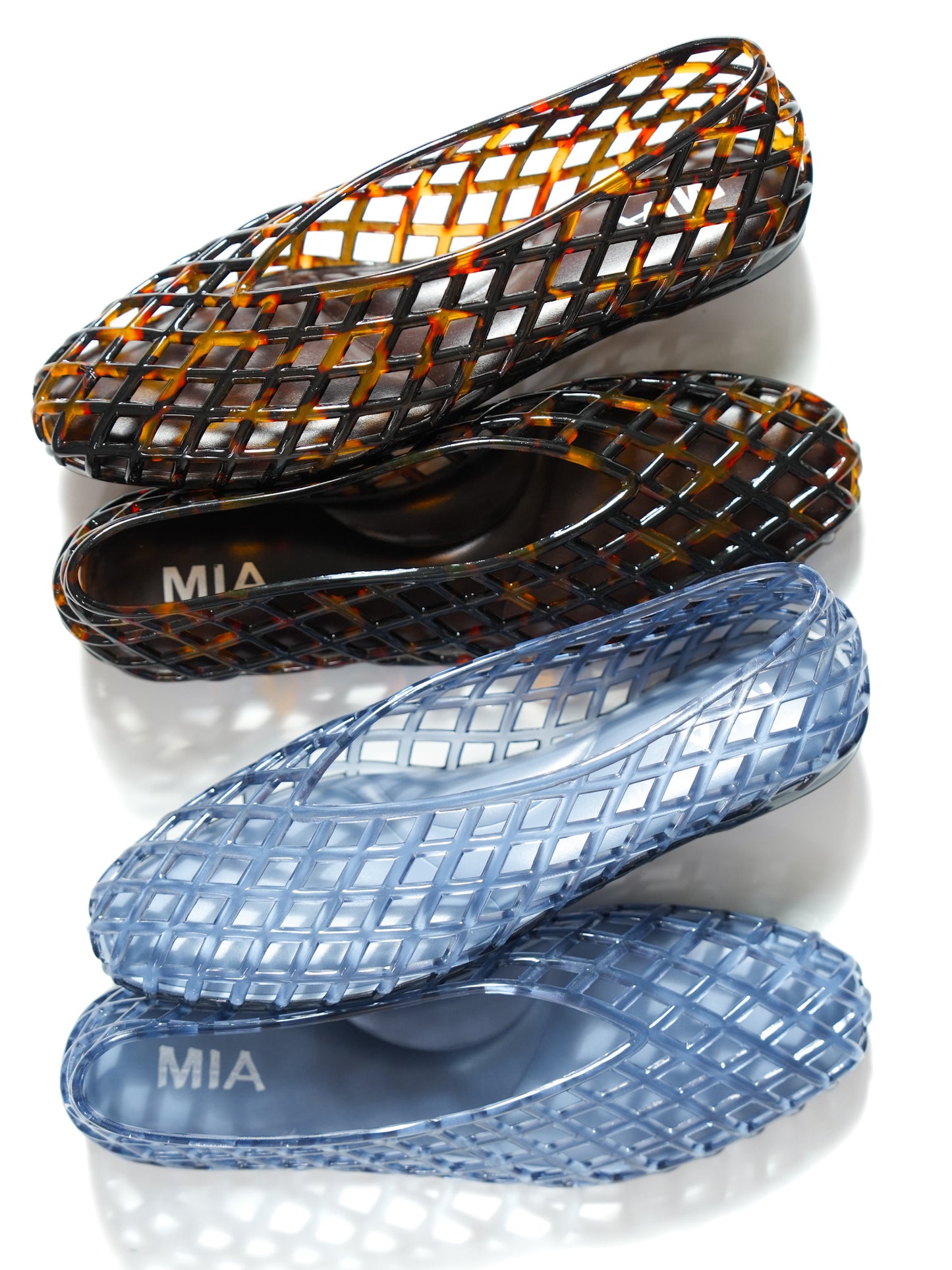 MIA Tortoise Jelly Cage Slip On Flat Shoes