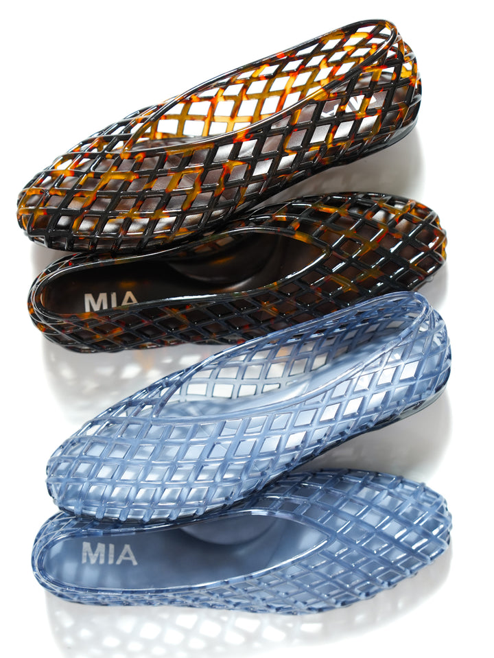 MIA Tortoise Jelly Cage Slip On Flat Shoes - Freckled Poppy