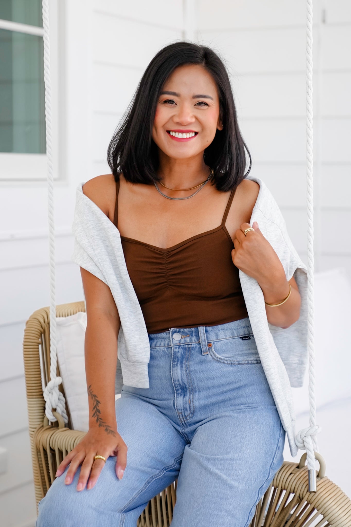 Brown V-Neck Cami Top