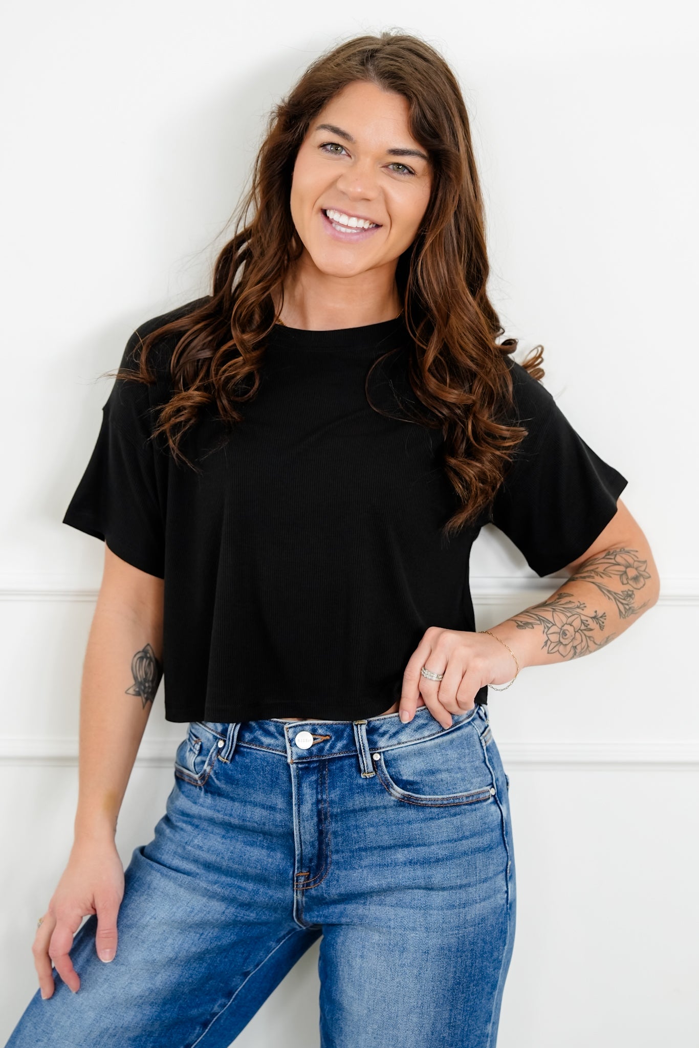 Door Buster! Zenana Ribbed Round Neck Crop Box Tee