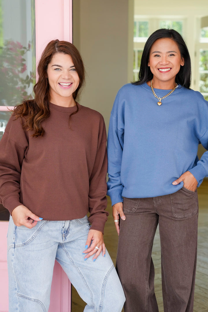 Plus/Reg Door Buster! Zenana Fleece Crewneck Pullover Sweatshirts