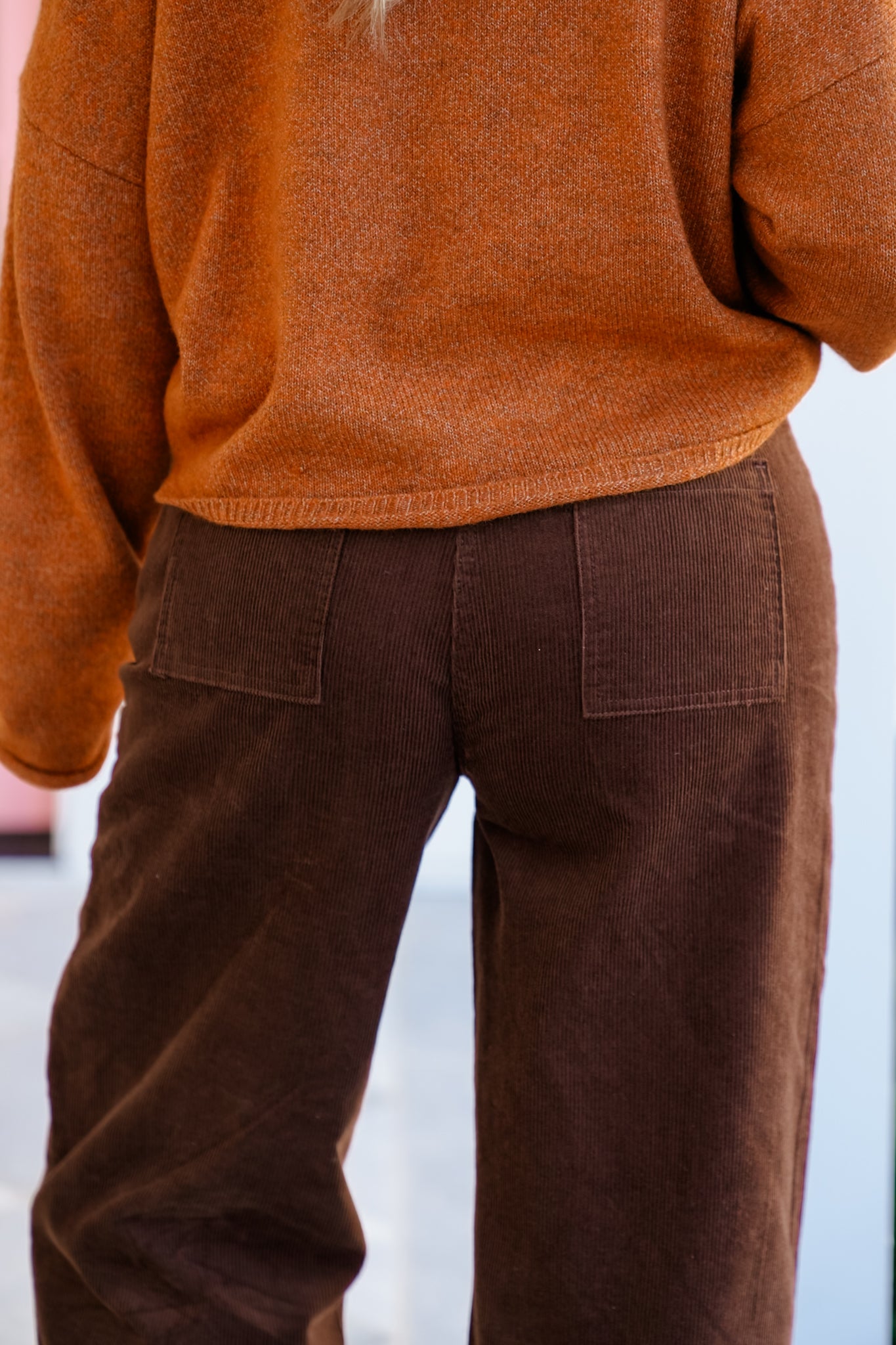Brown Corduroy Straight Leg Pants