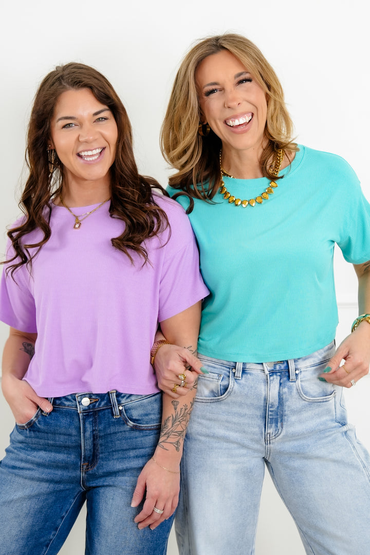 Door Buster! Zenana Ribbed Round Neck Crop Box Tee