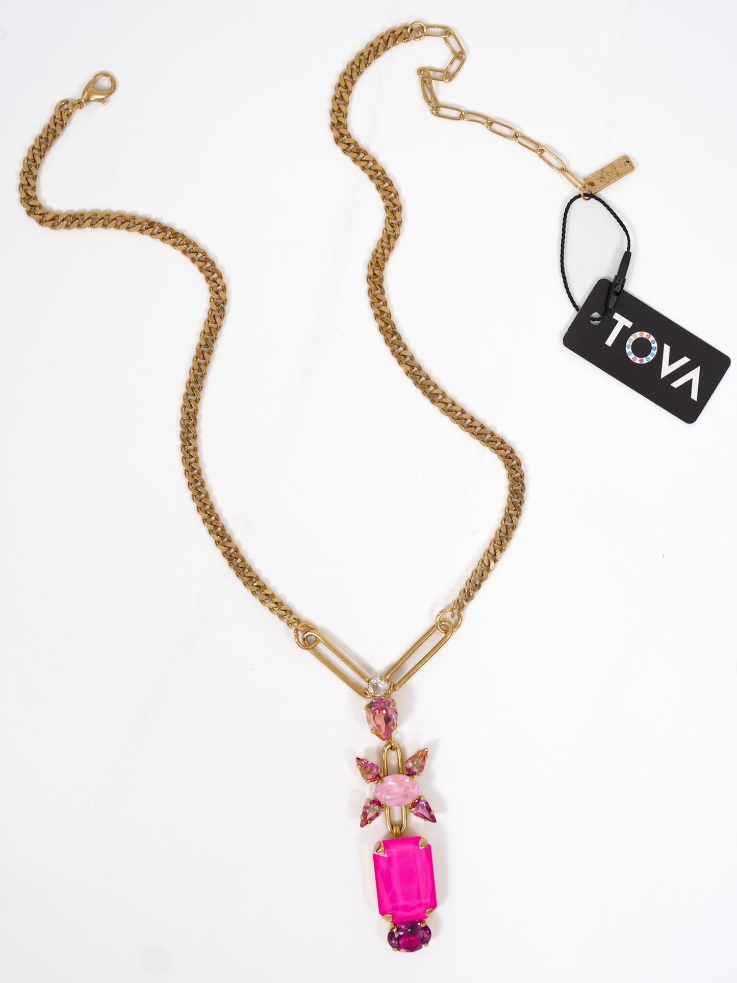 TOVA Sylwen Antique Gold Crystal Pendant Necklace