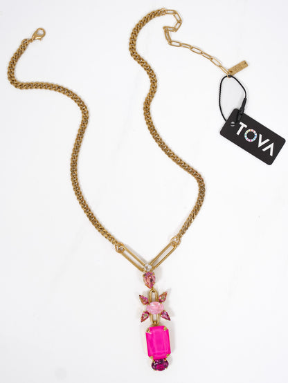 TOVA Sylwen Antique Gold Crystal Pendant Necklace