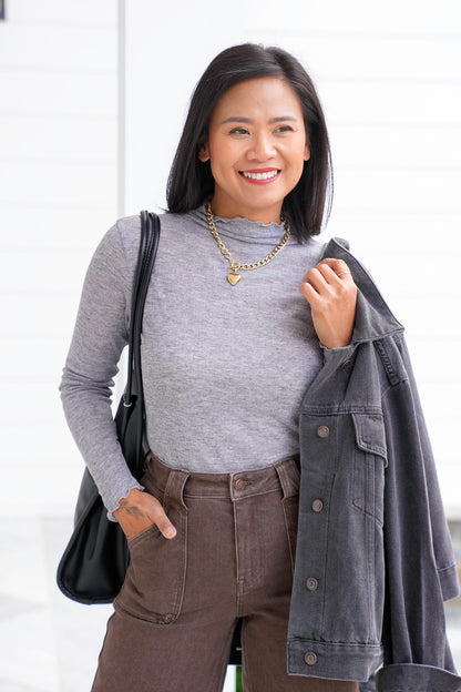 Door Buster! Ribbed Long Sleeve Mock Turtle Neck Top