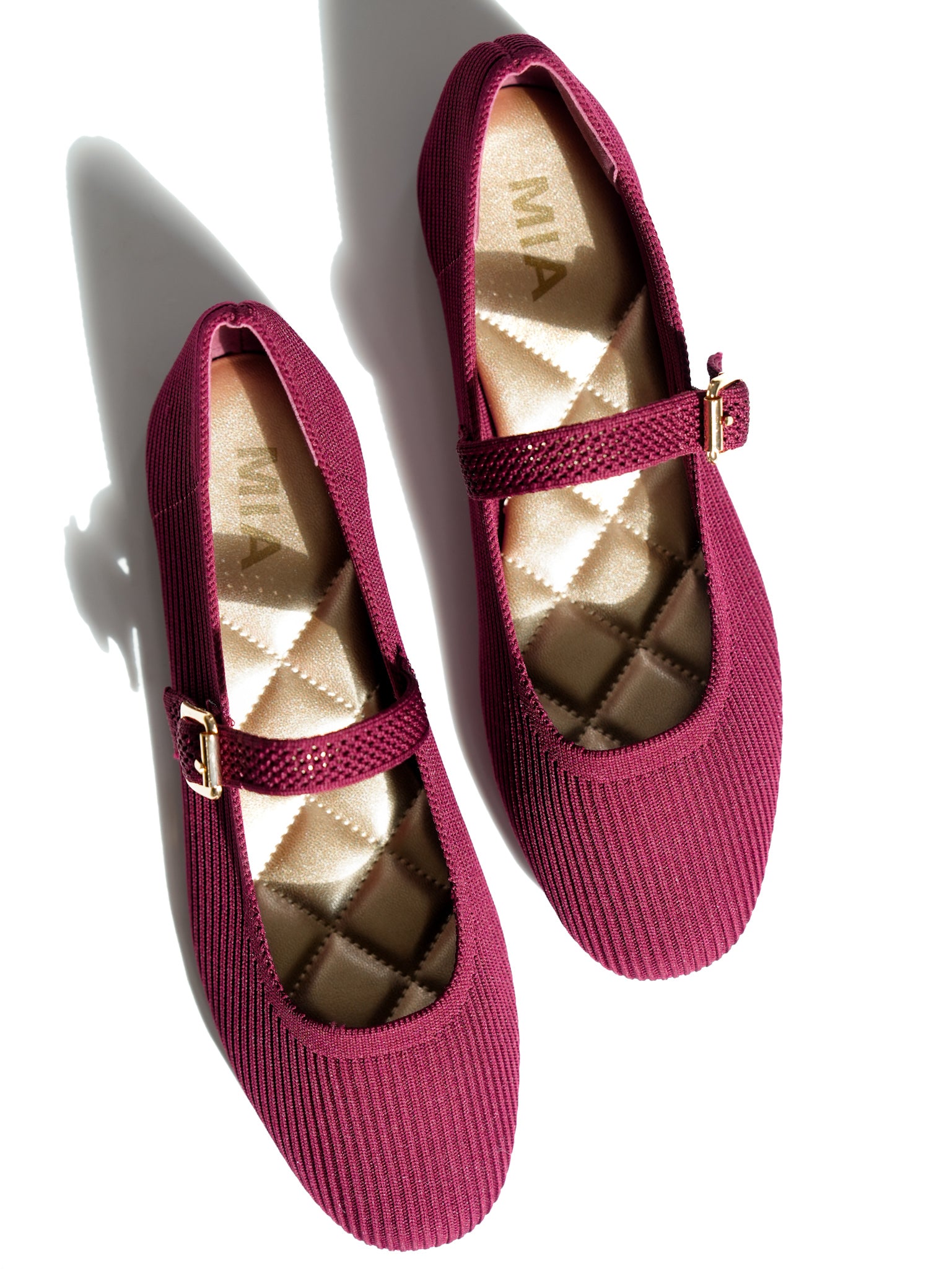 MIA Ribbed Knit Mary Jane Ballet Flats - Freckled Poppy