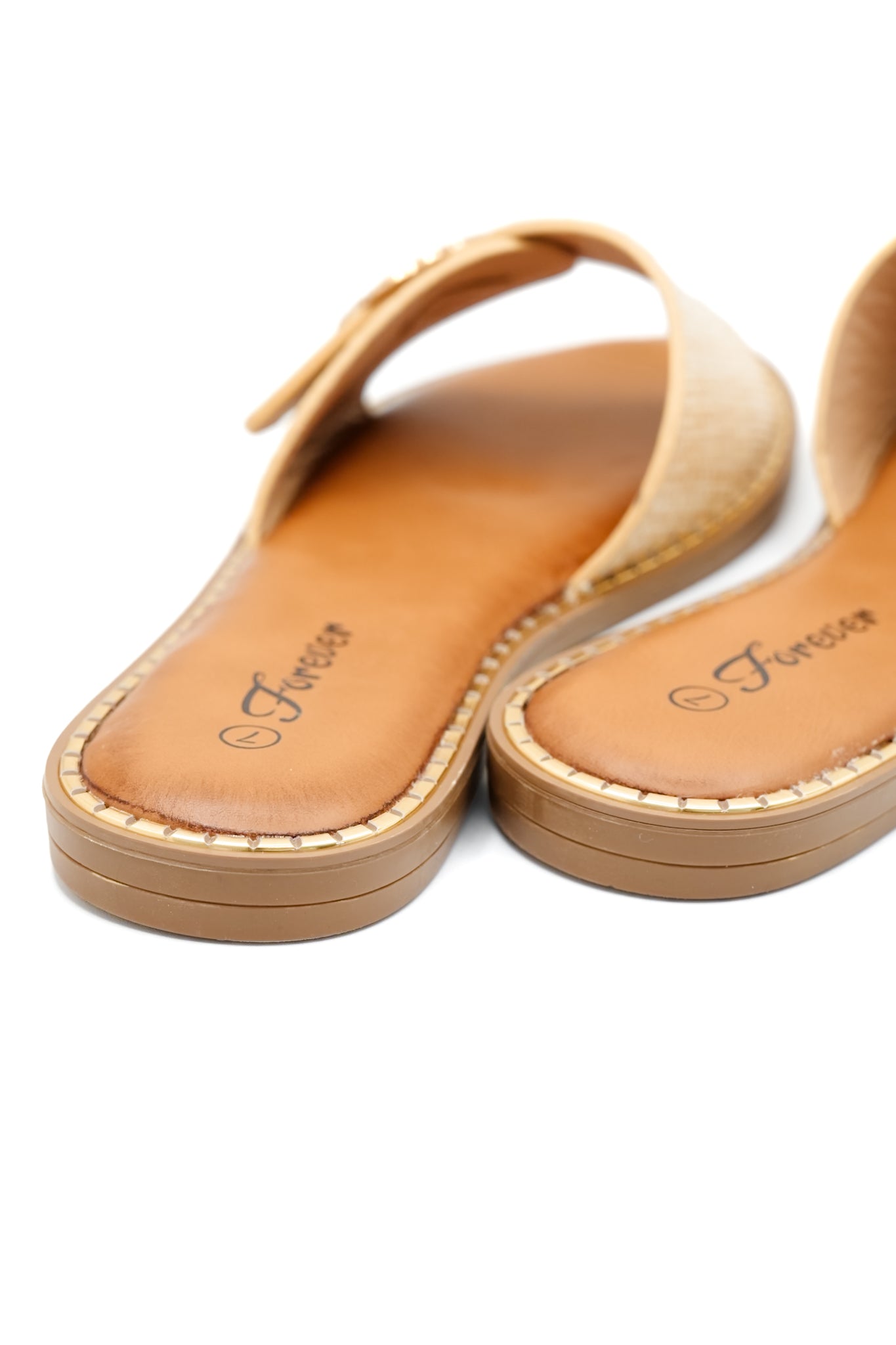 Woven Strap Slide Sandal with Shell Accent