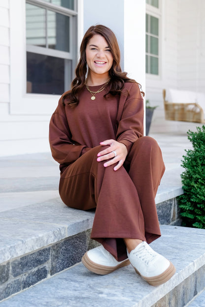 Door Buster! Zenana Scuba Crewneck Pullover & Pants Set