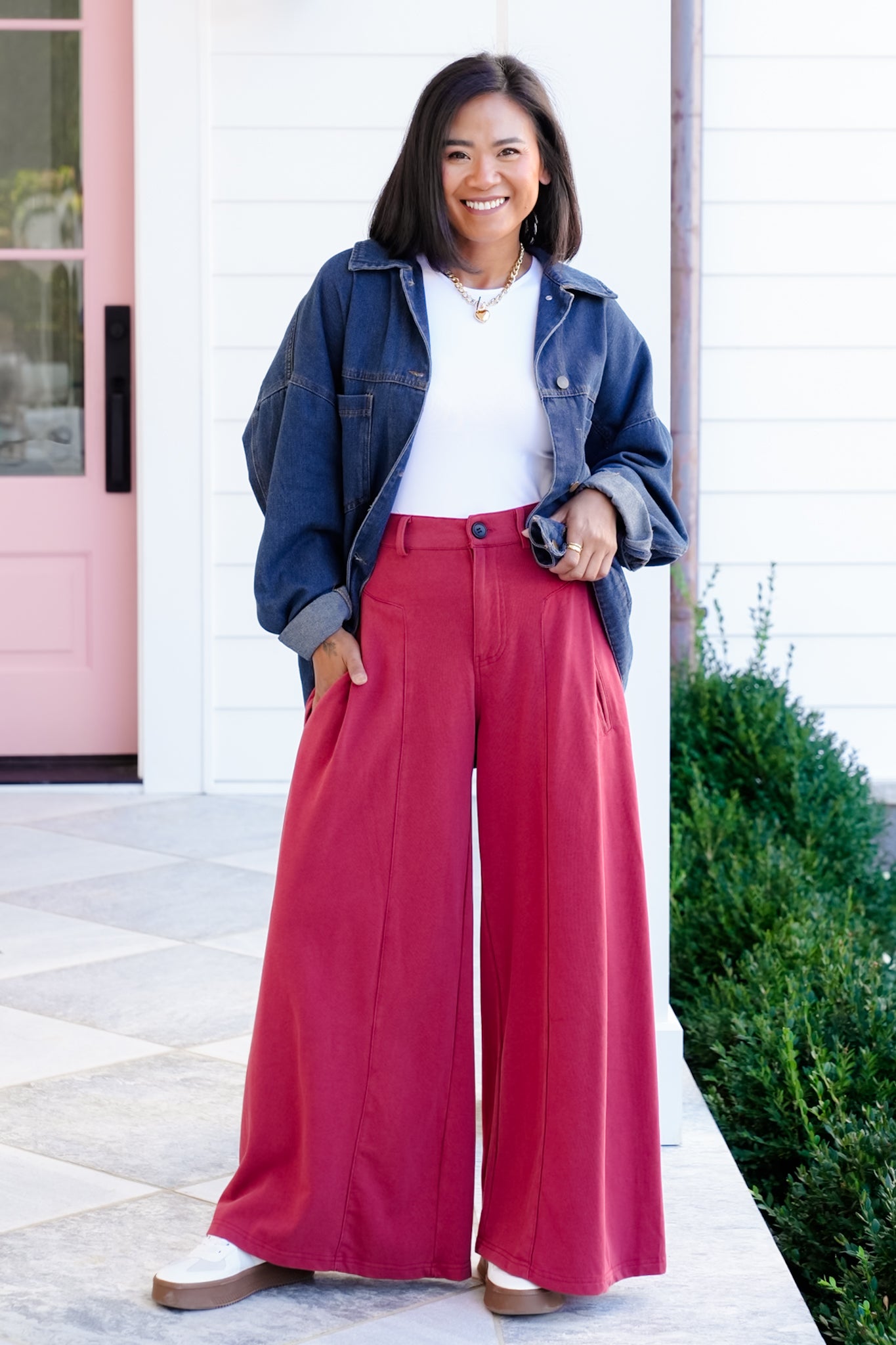 Plus/Reg High Waisted Wide Leg Pants