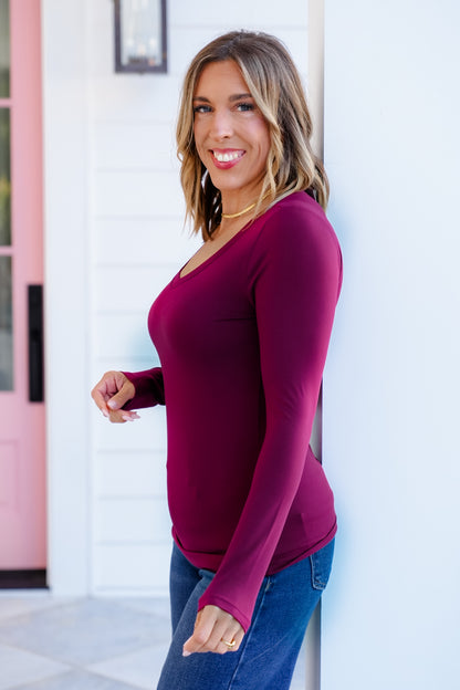 Door Buster! Plus/Reg Zenana Brushed Microfiber Long Sleeve V-Neck Tee