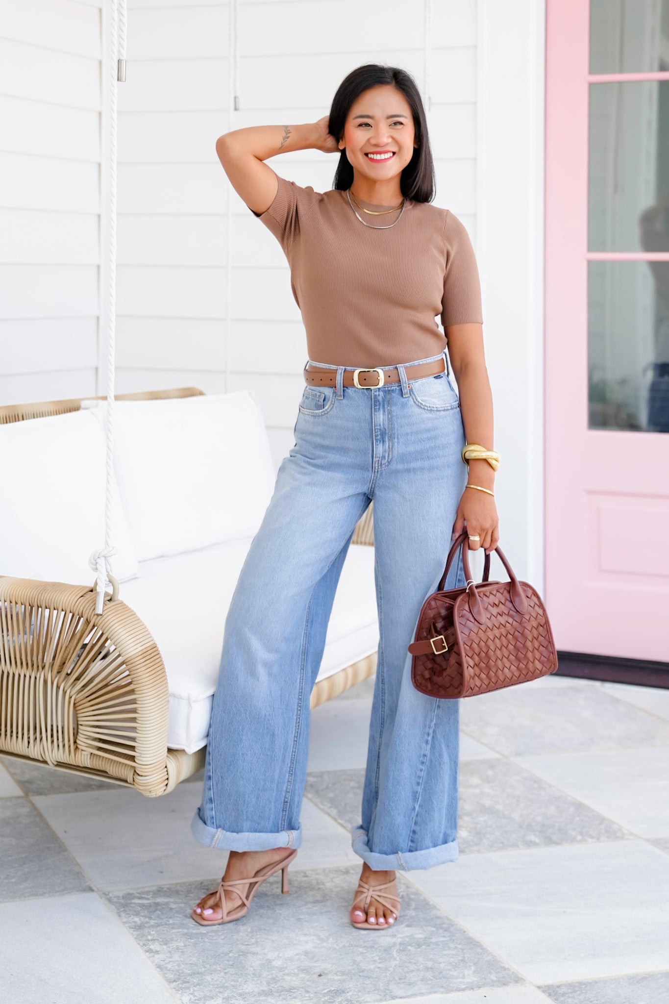 Basic Ribbed Short Sleeve Sweater