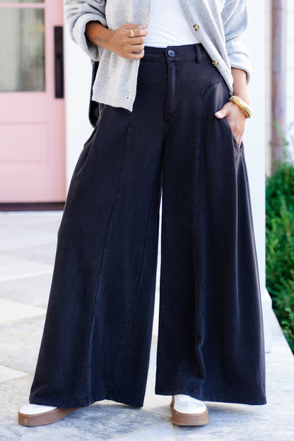 Plus/Reg High Waisted Wide Leg Pants