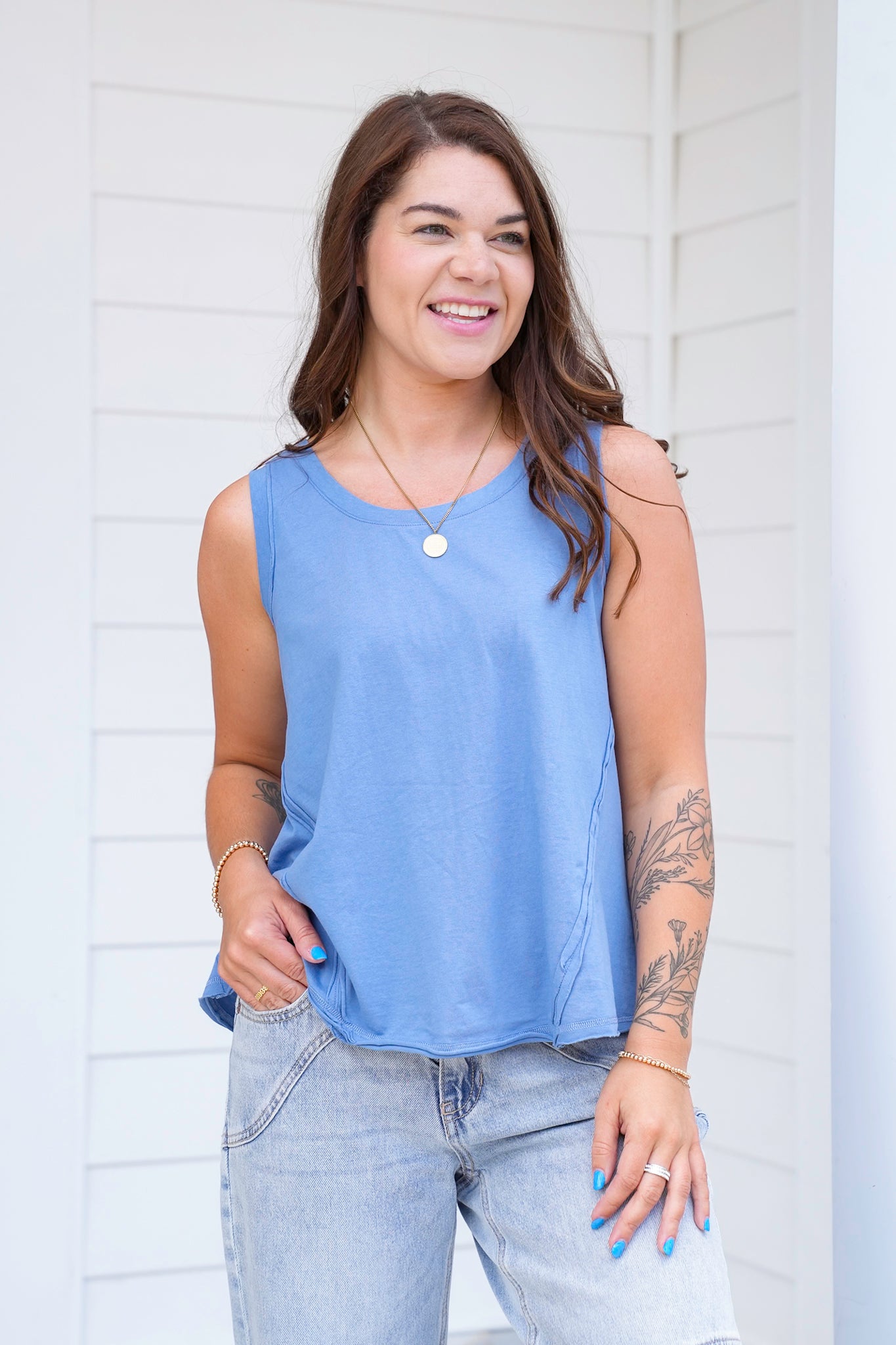 Door Buster! Plus/Reg Raw Edge Tank Top