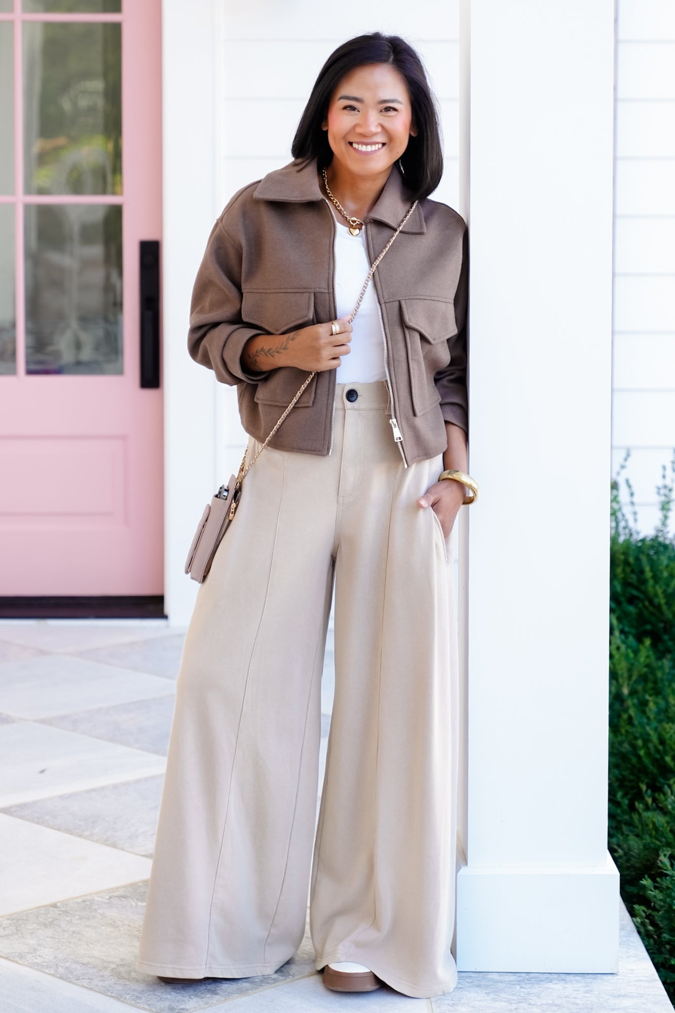 Plus/Reg High Waisted Wide Leg Pants