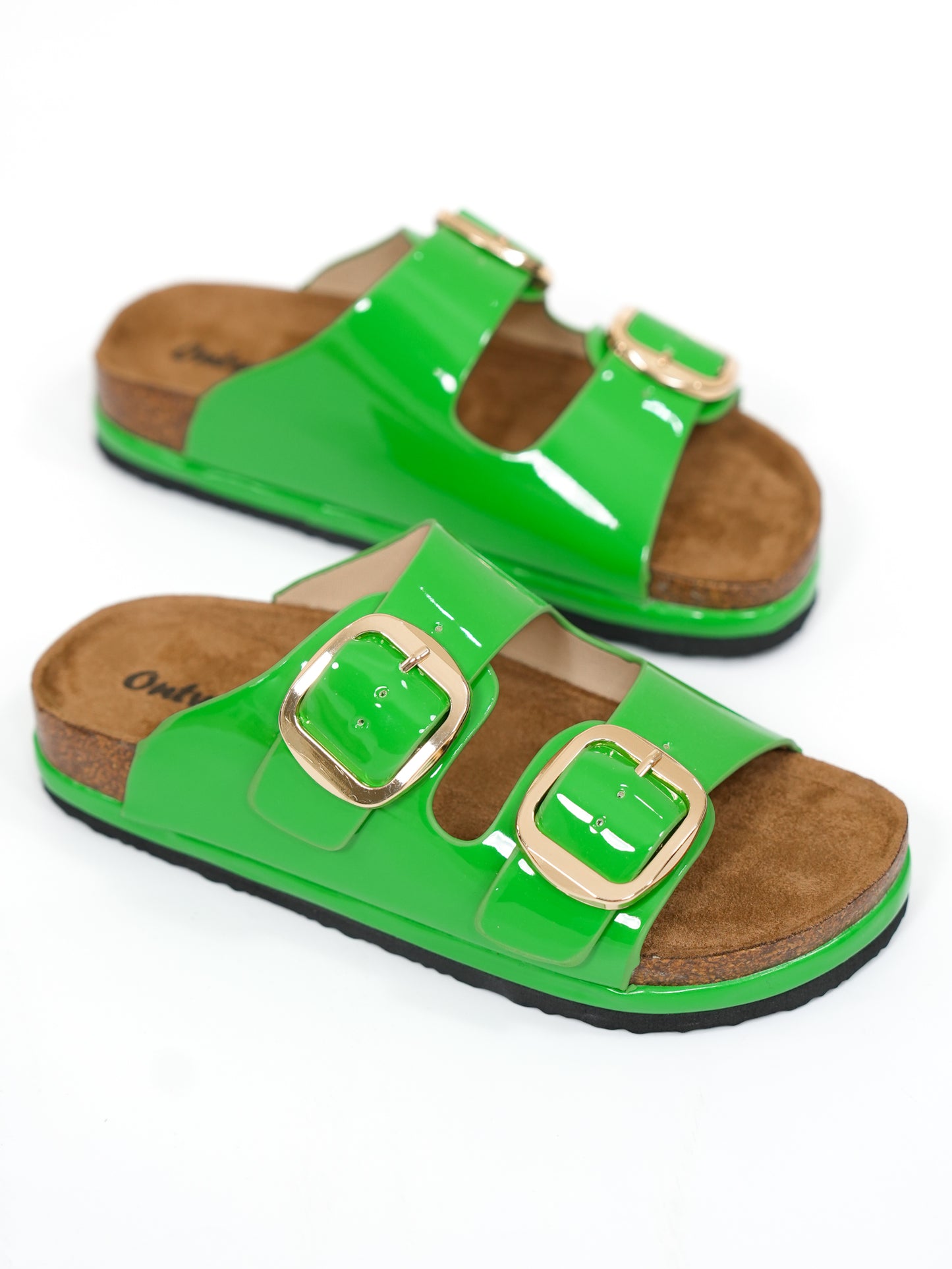 Patent Double Buckle Slide Sandal