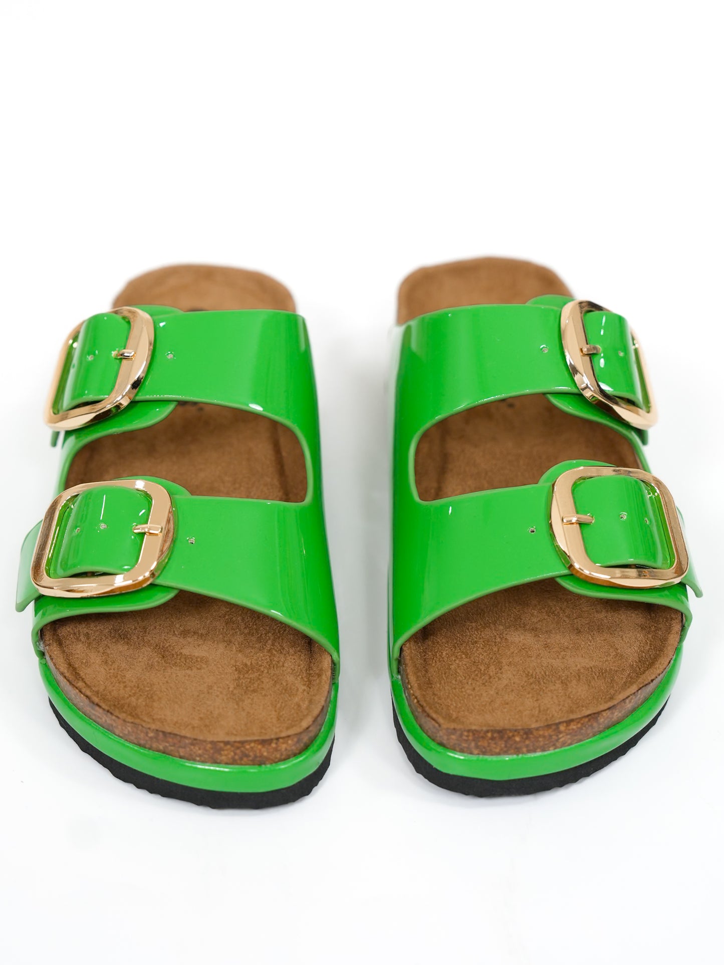 Patent Double Buckle Slide Sandal