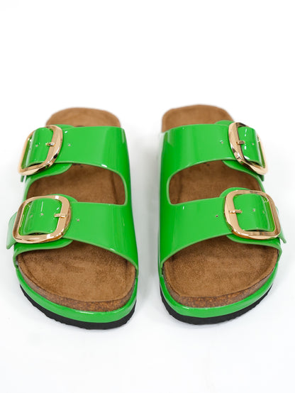 Patent Double Buckle Slide Sandal