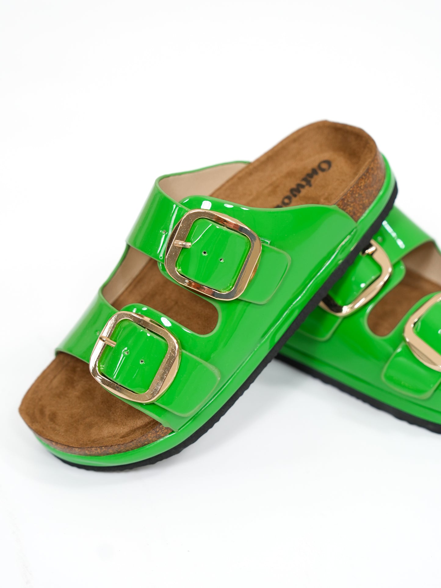 Patent Double Buckle Slide Sandal