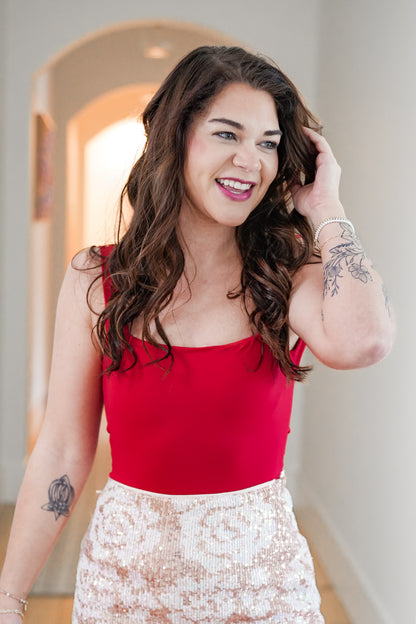 Solid Sleeveless Wide Strap Tie Back Bodysuit