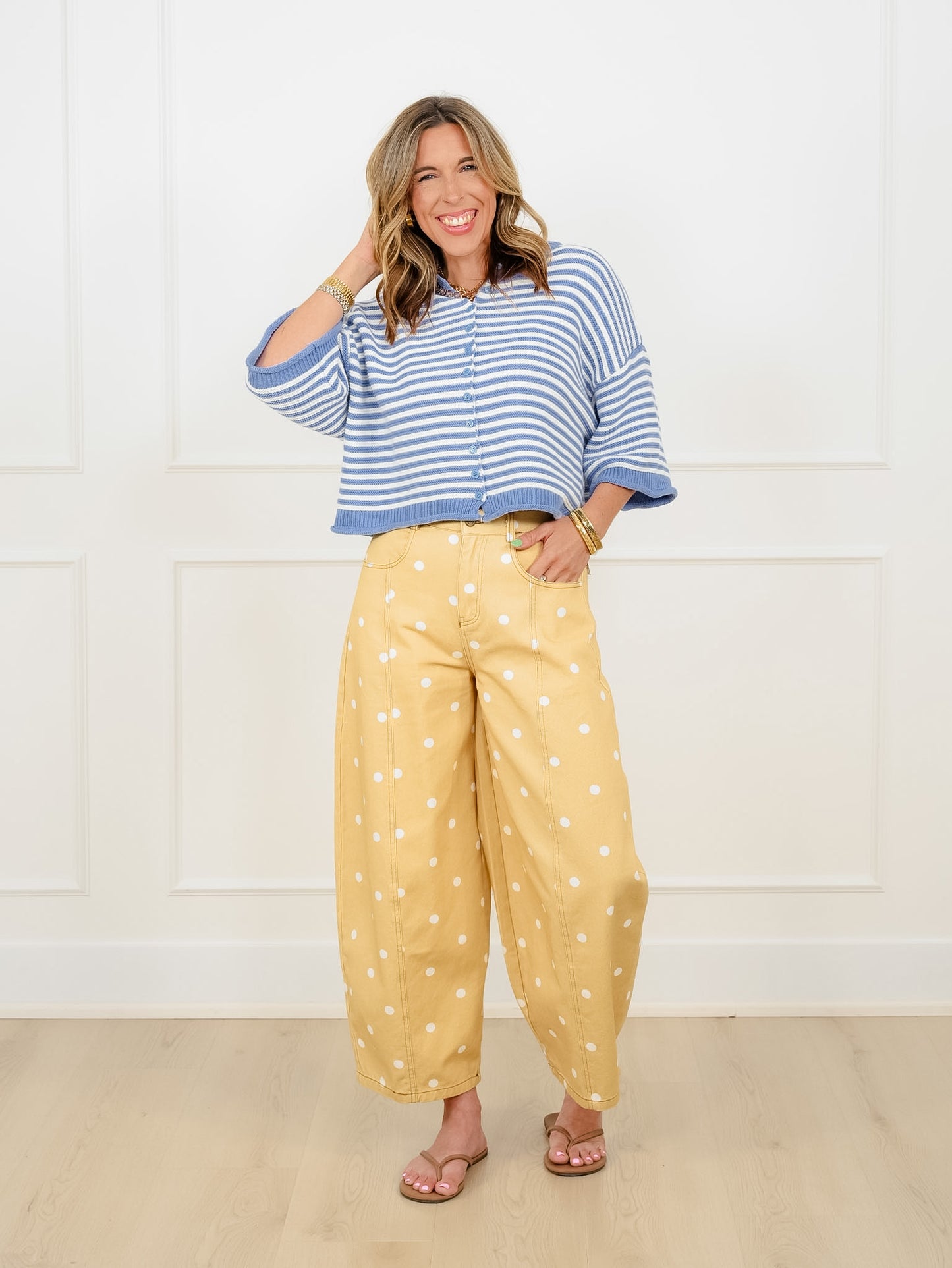 Polka Dot Print Wide Leg Pants