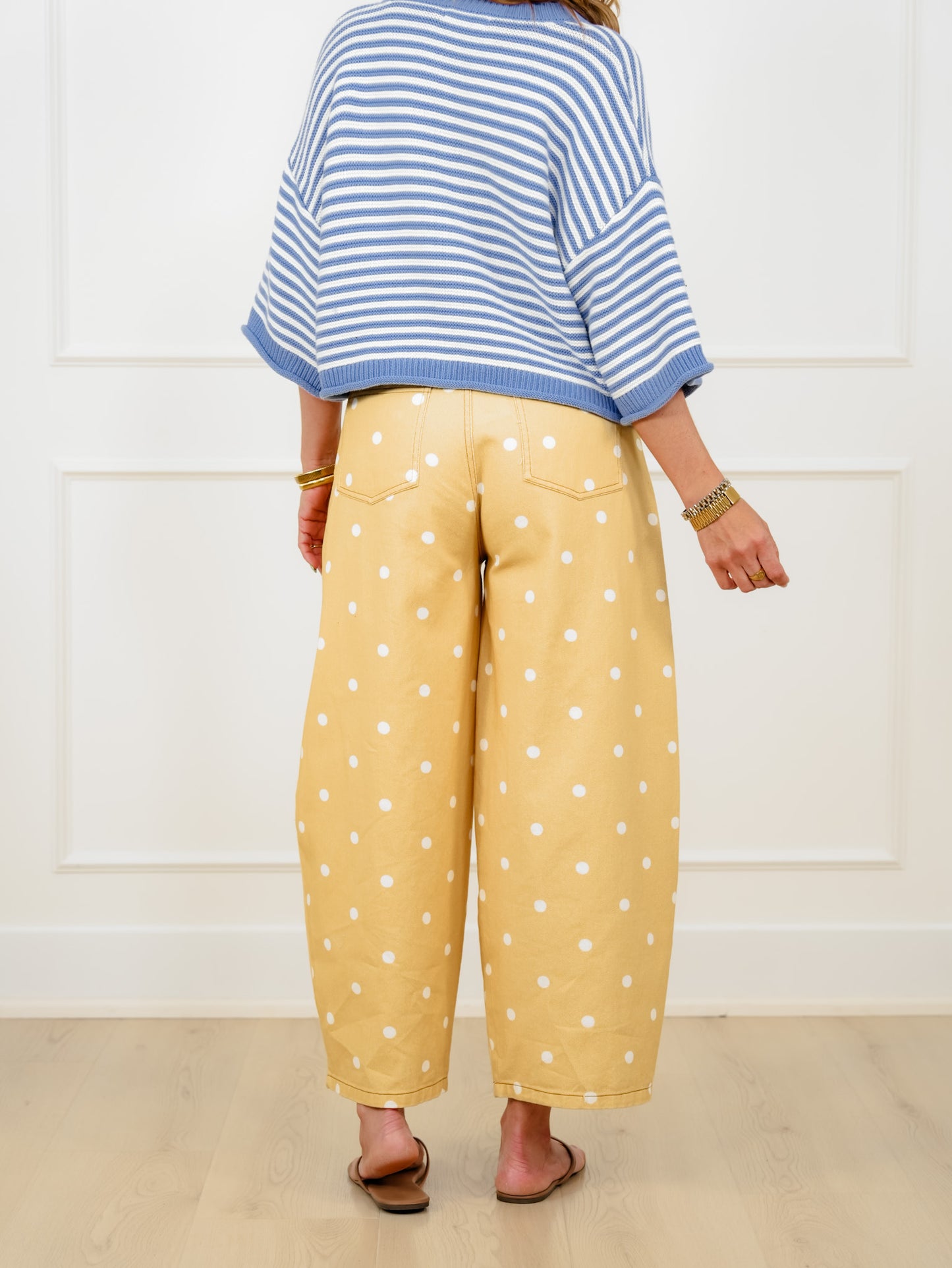 Polka Dot Print Wide Leg Pants