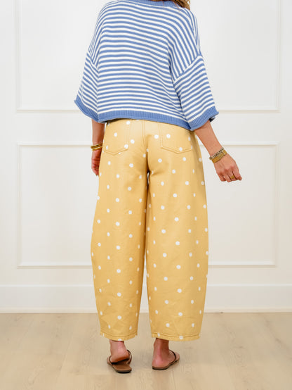 Polka Dot Print Wide Leg Pants
