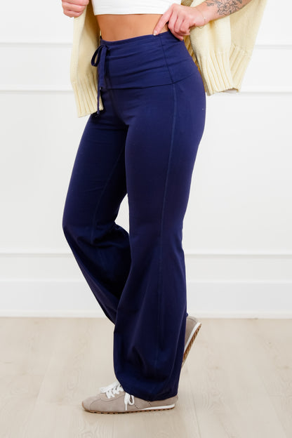 Solid Wide Waist Flared Yoga Pants