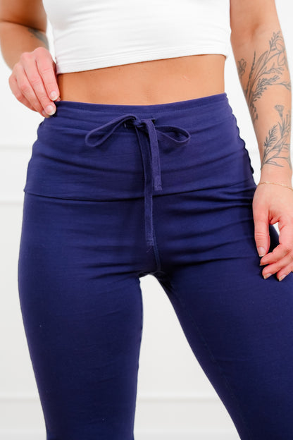Solid Wide Waist Flared Yoga Pants