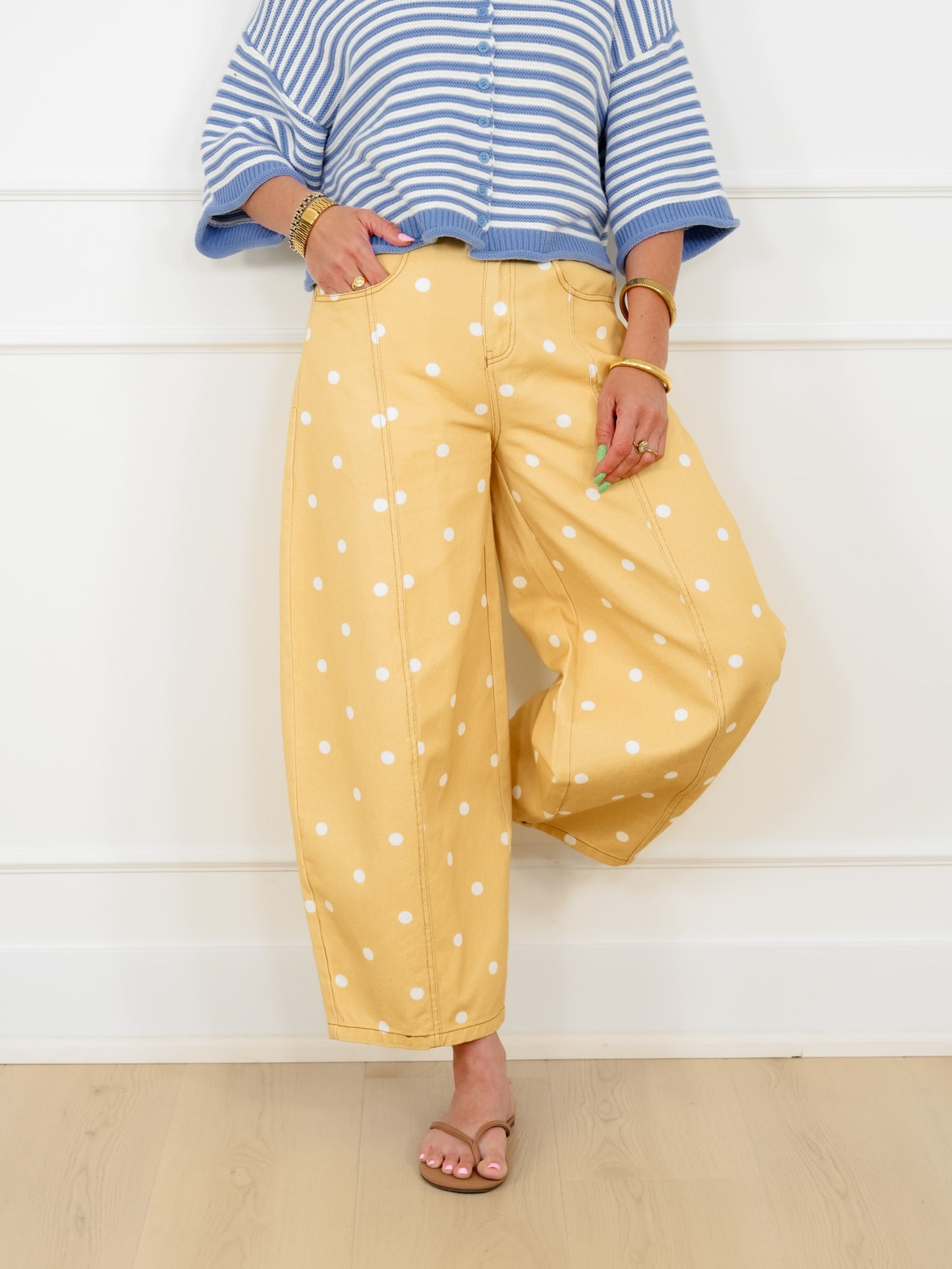 Polka Dot Print Wide Leg Pants