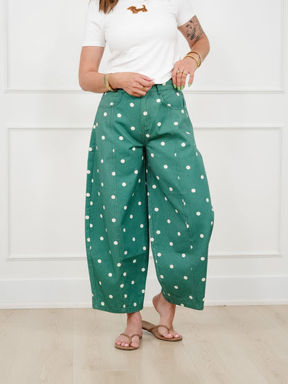 Polka Dot Print Wide Leg Pants